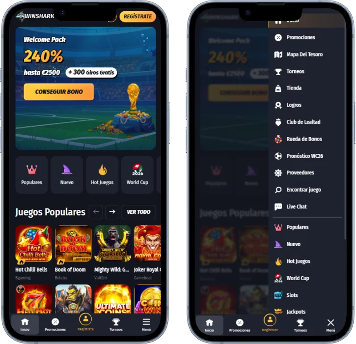 Winshark Casino en tu móvil